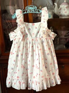 Cynthia Rowley Girls White Sundress with Pink & Blue Cupcake Print